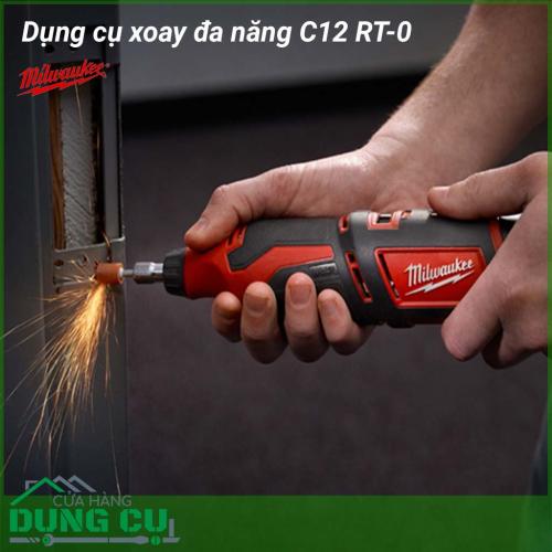 Dụng cụ xoay đa năng Milwaukee C12 RT-0 giải pháp không dây đa năng cho các ứng dụng cắt, mài, chà nhám và đánh bóng. Milwaukee C12 RT-0 công cụ có thể kết hợp với các loại đầu xoay khác nhau để tạo ra các chức năng khác nhau.