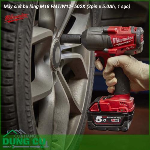 Máy siết bu lông Milwaukee M18 FMTIW12- 502X Trọn bộ là công cụ thường được sử dụng trong các nhà máy sản xuất hoặc các cửa hàng sửa chữa xe máy, ô tô. Máy có tác dụng dùng để siết, cố định các loại bu lông, ốc.