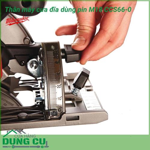 Máy cưa đĩa dùng pin Milwaukee M18 CCS66-0 công cụ sử dụng để cắt rời các bề mặt được làm bằng gỗ. Với động cơ không chổi than cung cấp năng lượng nhiều hơn tới 25%, gấp đôi thời lượng pin và đảm bảo tuổi thọ gấp 3 lần so với động cơ thông thường. 