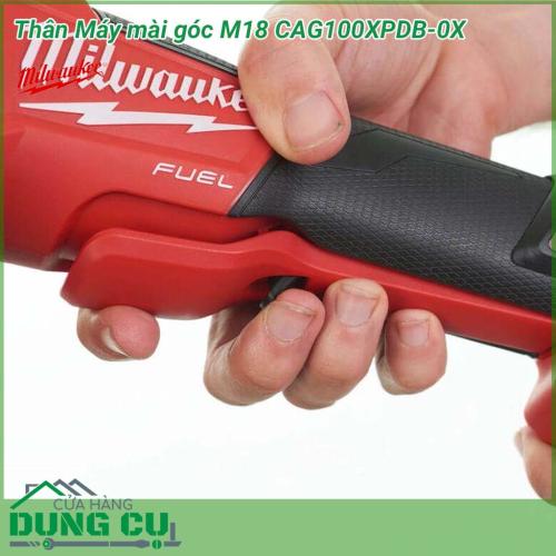 Thân máy mài góc Milwaukee M18 CAG100XPDB-0X động cơ không chổi than mạnh mẽ cung cấp các nguồn năng lượng cần thiết giúp việc mài hoặc cắt nguyên vật liệu được diễn ra một cách nhanh chóng và hiệu quả. 