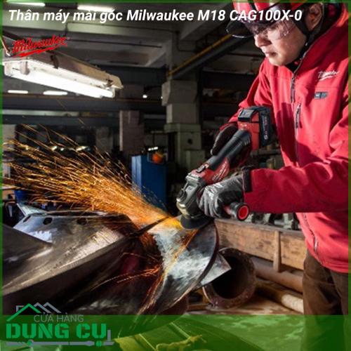 Thân máy mài góc Milwaukee M18 CAG100X-0 động cơ hiện đại cung cấp sức mạnh bền bỉ giúp tạo ra các năng lượng duy trì tối đa để hoàn thành các ứng dụng làm nhẵn bề mặt, mài và cắt một cách dễ dàng nhất.