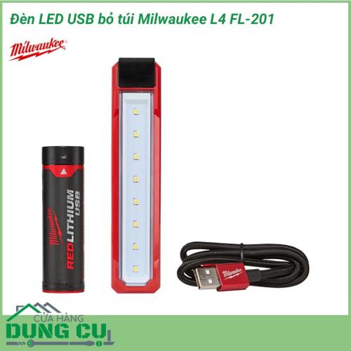 Đèn LED USB bỏ túi Milwaukee L4 FL-201 thiết kế nhỏ gọn, sử dụng chiếu sáng trong khoảng không gian nhỏ, giúp người dùng chiếu sáng khu vực làm việc một cách thuận tiện hơn.