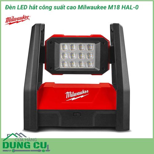 Đèn led hắt công suất cao Milwaukee M18 HAL-0 là đèn pha LED 18V sáng nhất trong ngành và nó sáng hơn tới 20% so với Đèn lũ halogen 500W. Có khả năng lấp đầy các khu vực rộng lớn bằng ánh sáng,tia sáng đồng đều và ánh sáng tự nhiên