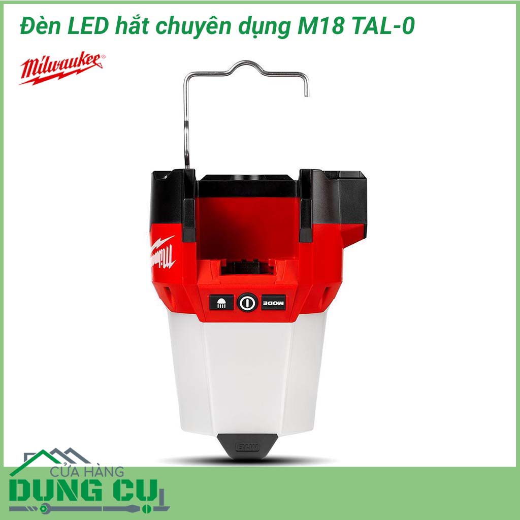 Đèn LED hắt chuyên dụng Milwaukee M18 TAL-0 có khả năng chạy liên tục lên đến 18 giờ và có tùy chọn để cắm vào đấu AC. Kích thước nhỏ gọn và nút bấm thiết kế tiện lợi của cho phép người dùng điều chỉnh dễ dàng và treo móc dễ dàng.