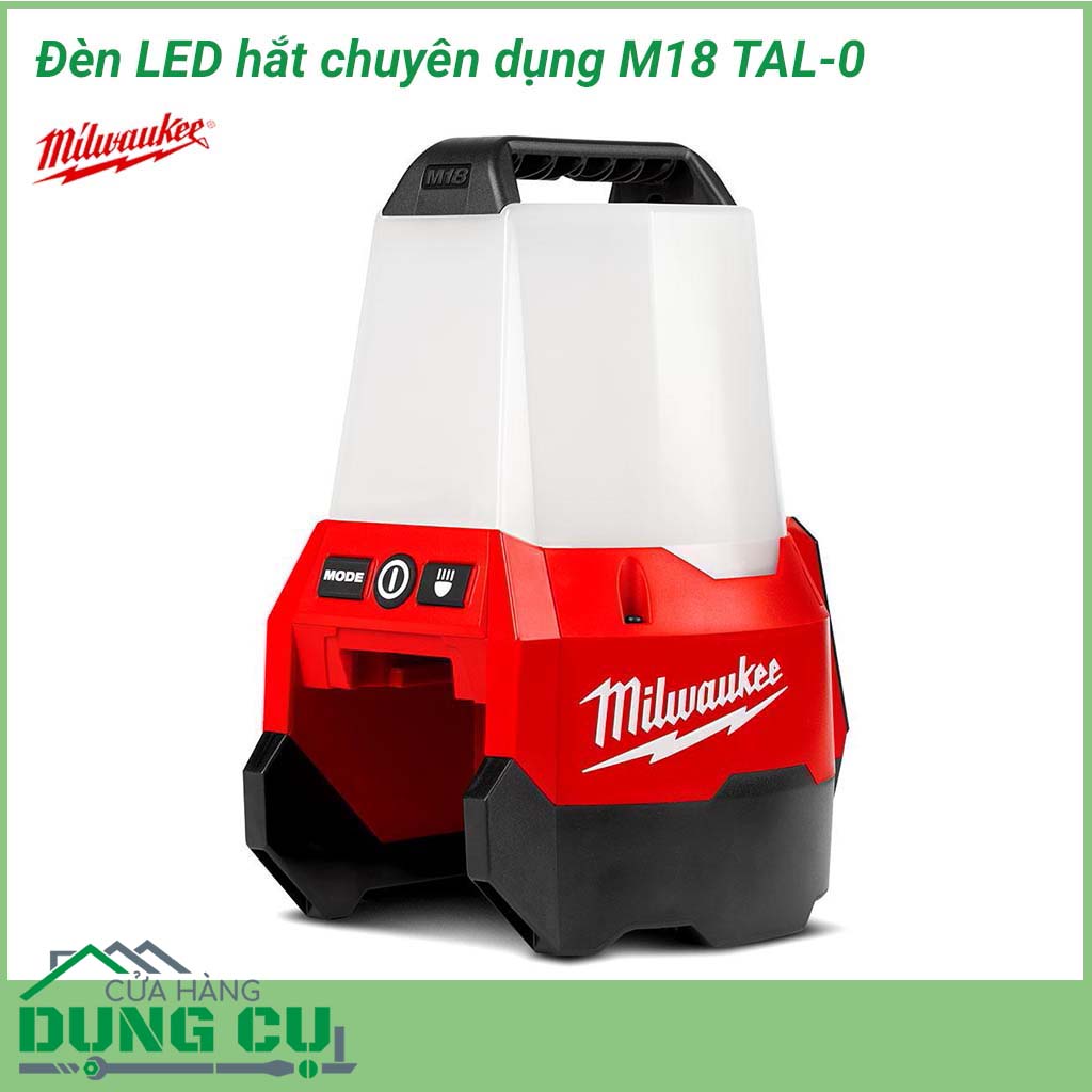 Đèn LED hắt chuyên dụng Milwaukee M18 TAL-0 có khả năng chạy liên tục lên đến 18 giờ và có tùy chọn để cắm vào đấu AC. Kích thước nhỏ gọn và nút bấm thiết kế tiện lợi của cho phép người dùng điều chỉnh dễ dàng và treo móc dễ dàng.