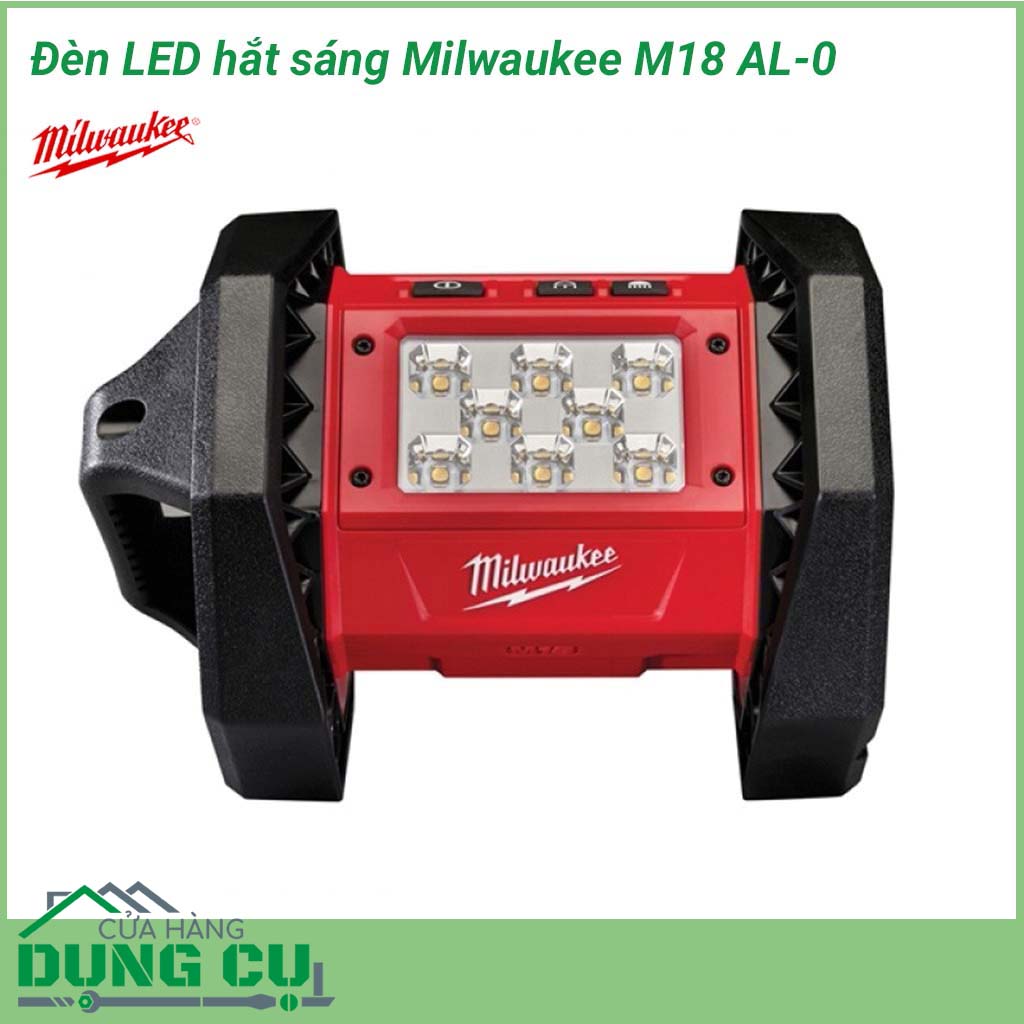 Đèn led hắt sáng Milwaukee M18 AL-0 là dòng đèn LED có công suất lớn cùng độ bền khá cao. Sử dụng đến 8 đèn LED khả năng chiếu sáng mạnh, tia sáng đồng đều. Thiết kế theo hình bát giác cho phép ánh sáng chiếu được nhiều góc độ khác nhau.