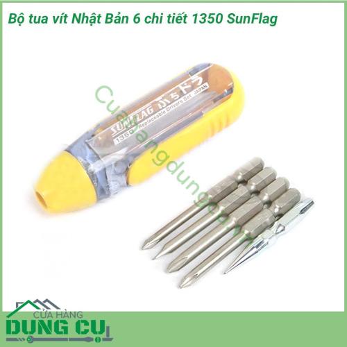 Bộ tua vít Nhật Bản 6 chi tiết 1350 SUNFLAG được thiết kế cho sự thỏa mái và tiện lợi. Đầu vít cũng như cán được sản xuất bằng vật liệu và công nghệ tiến tiến Nhật Bản, được sản xuất tại Nhật Bản. 