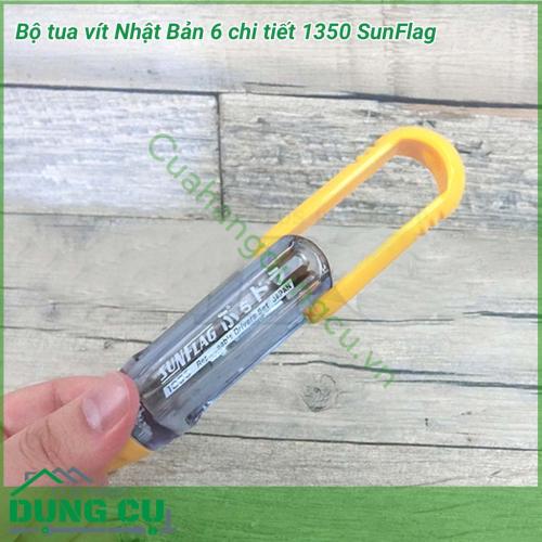 Bộ tua vít Nhật Bản 6 chi tiết 1350 SUNFLAG được thiết kế cho sự thỏa mái và tiện lợi. Đầu vít cũng như cán được sản xuất bằng vật liệu và công nghệ tiến tiến Nhật Bản, được sản xuất tại Nhật Bản. 