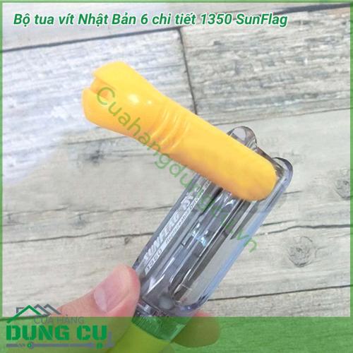 Bộ tua vít Nhật Bản 6 chi tiết 1350 SUNFLAG được thiết kế cho sự thỏa mái và tiện lợi. Đầu vít cũng như cán được sản xuất bằng vật liệu và công nghệ tiến tiến Nhật Bản, được sản xuất tại Nhật Bản. 