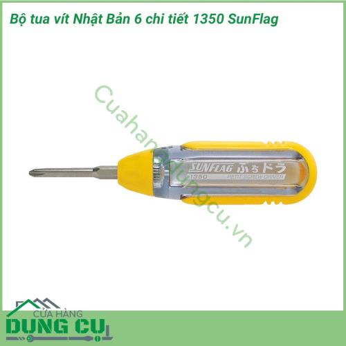 Bộ tua vít Nhật Bản 6 chi tiết 1350 SUNFLAG được thiết kế cho sự thỏa mái và tiện lợi. Đầu vít cũng như cán được sản xuất bằng vật liệu và công nghệ tiến tiến Nhật Bản, được sản xuất tại Nhật Bản. 