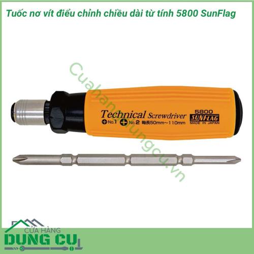 Tuốc nơ vít điều chỉnh chiều dài từ tính 5800 SUNFLAG sử dụng để vặn ốc vít bake (4 cạnh). Tuốc nơ vít được ứng dụng rộng trong ngành điện - điện tử- viễn thông, nội thất, xây dựng, bảo dưỡng lắp ráp thiết bị công nghiệp...