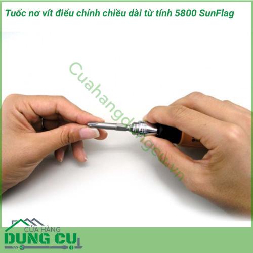 Tuốc nơ vít điều chỉnh chiều dài từ tính 5800 SUNFLAG sử dụng để vặn ốc vít bake (4 cạnh). Tuốc nơ vít được ứng dụng rộng trong ngành điện - điện tử- viễn thông, nội thất, xây dựng, bảo dưỡng lắp ráp thiết bị công nghiệp...