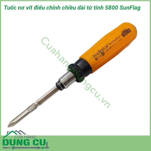 Tuốc nơ vít điều chỉnh chiều dài từ tính 5800 SUNFLAG sử dụng để vặn ốc vít bake (4 cạnh). Tuốc nơ vít được ứng dụng rộng trong ngành điện - điện tử- viễn thông, nội thất, xây dựng, bảo dưỡng lắp ráp thiết bị công nghiệp...