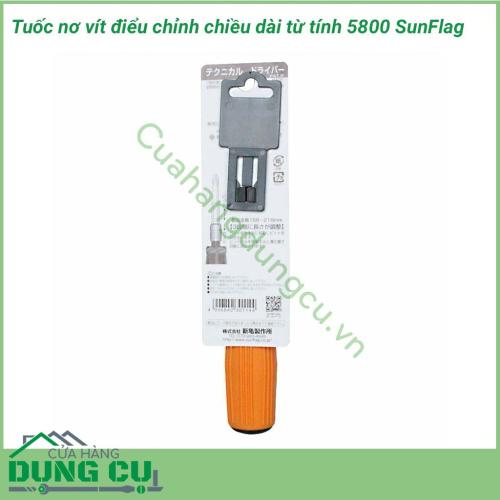 Tuốc nơ vít điều chỉnh chiều dài từ tính 5800 SUNFLAG sử dụng để vặn ốc vít bake (4 cạnh). Tuốc nơ vít được ứng dụng rộng trong ngành điện - điện tử- viễn thông, nội thất, xây dựng, bảo dưỡng lắp ráp thiết bị công nghiệp...