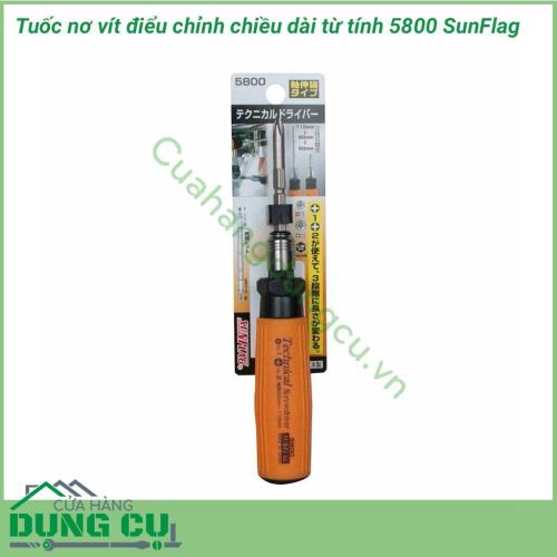 Tuốc nơ vít điều chỉnh chiều dài từ tính 5800 SUNFLAG sử dụng để vặn ốc vít bake (4 cạnh). Tuốc nơ vít được ứng dụng rộng trong ngành điện - điện tử- viễn thông, nội thất, xây dựng, bảo dưỡng lắp ráp thiết bị công nghiệp...