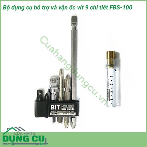 Bộ đầu tua vít và chuyển hướng 9 chi tiết SUNFLAG FBS-100 sử dụng để bắt hoặc mở vít, bu lông, đai ốc nhỏ. Ngoài ra còn sử dụng để hỗ trợ việc bắt vít và bu lông ở những vị trí khó, không gian làm việc nhỏ hẹp. 