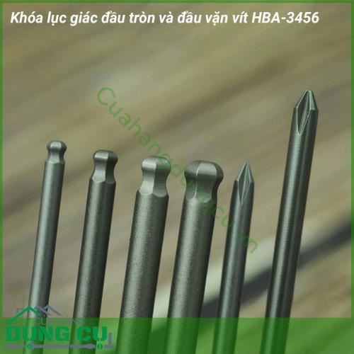 Khóa lục giác đầu tròn và đầu vặn vít SUNFLAG HBA-3456 sử dụng để bắt bu lông lục giác chìm, vít lục giác chìm, ốc lục giác chìm. Sản phẩm được ứng dụng trong ngành xây dựng, ngành nội thất, bảo dưỡng máy móc, thiết bị...