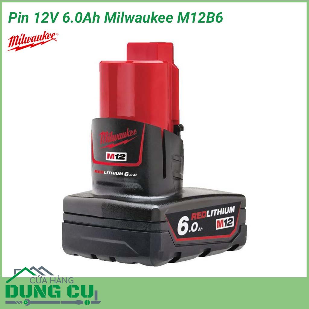 Pin 12V 6.0Ah Milwaukee M12B6 phụ kiện chất lượng cho hiệu suất làm việc cao trong thực tế, được áp dụng những công nghệ tiên tiến hiện đại cho thời gian sử dụng lâu dài và hiệu năng vượt trội trong mọi nhu cầu ứng dụng.
