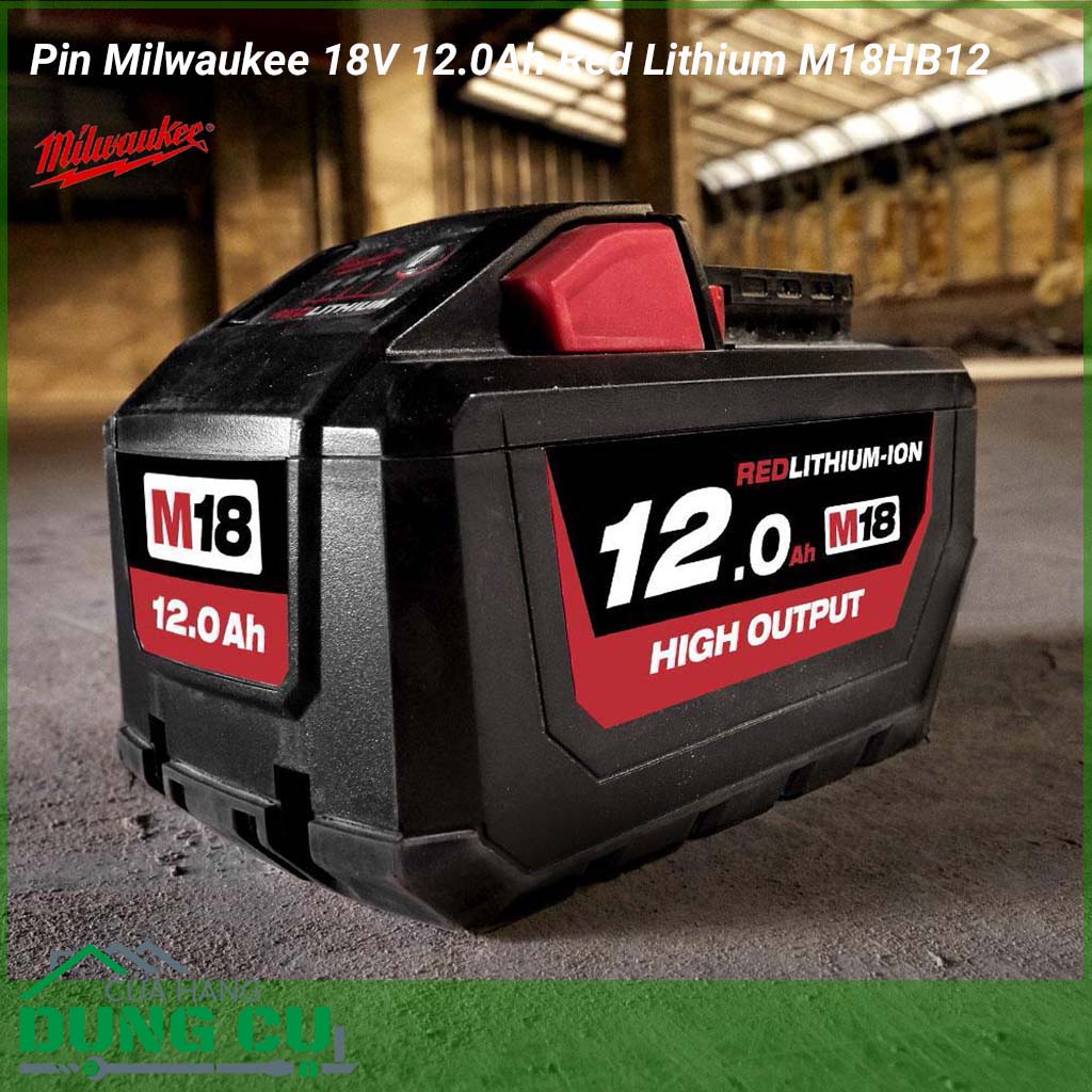 Pin 18V Milwaukee 12.0Ah Red Lithium M18HB12 nổi bật với công nghệ REDLITHIUM-ION ™ mang lại hiệu suất tốt nhất trong bất kỳ điều kiện thi công dù là khắc nghiệt nhất, kể cả phải sử dụng ở nhiệt độ cao hoặc thấp tới -20 ° C