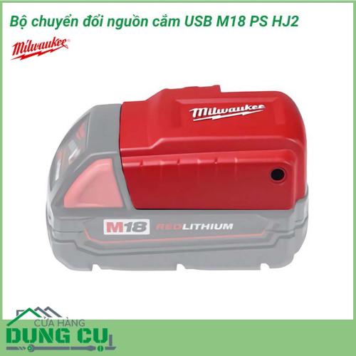 Bộ chuyển đổi pin 18V sang USB Milwaukee M18 PS HJ2 thiết bị kết nối thông minh cho phép thực hiện sạc điện thoại di động, máy nghe nhạc mp3, máy ảnh kỹ thuật số và các thiết bị điện tử cầm tay khác một cách dễ dàng.