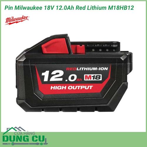 Pin 18V Milwaukee 12.0Ah Red Lithium M18HB12 nổi bật với công nghệ REDLITHIUM-ION ™ mang lại hiệu suất tốt nhất trong bất kỳ điều kiện thi công dù là khắc nghiệt nhất, kể cả phải sử dụng ở nhiệt độ cao hoặc thấp tới -20 ° C