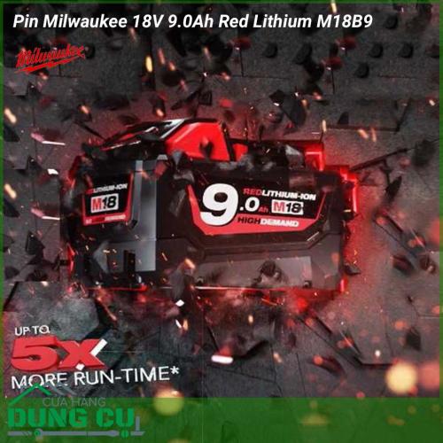 Pin Milwaukee 18V 9.0Ah Red Lithium M18B9 mang lại hiệu suất tốt nhất trong bất kỳ điều kiện thi công dù là khắc nghiệt nhất, kể cả phải sử dụng ở nhiệt độ cao hoặc thấp tới -20 ° C. Thiết kế thông minh cho phép tản nhiệt tốt hơn trong quá trình hoạt động