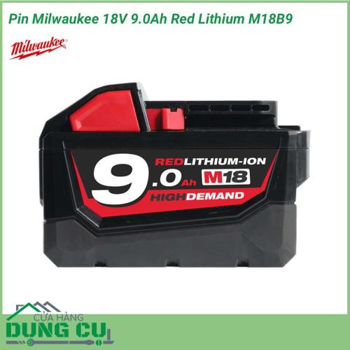 Pin Milwaukee 18V 9.0Ah Red Lithium M18B9 mang lại hiệu suất tốt nhất trong bất kỳ điều kiện thi công dù là khắc nghiệt nhất, kể cả phải sử dụng ở nhiệt độ cao hoặc thấp tới -20 ° C. Thiết kế thông minh cho phép tản nhiệt tốt hơn trong quá trình hoạt động