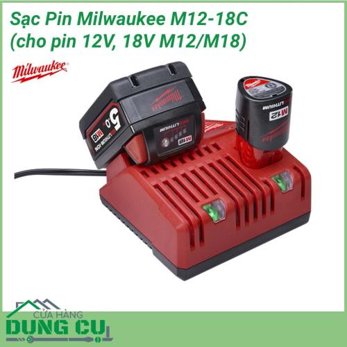 Sạc pin Milwaukee M12-18C hỗ trợ sạc lại tất cả các bộ pin M18 ™,  M12 ™ REDLITHIUM-ION ™ một cách hiệu quả. Khả năng tương thích hoàn toàn với các dòng pin giúp nạp đầy năng lượng trong thời gian ngắn, đảm bảo hiệu quả làm việc