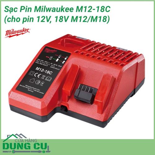 Sạc pin Milwaukee M12-18C hỗ trợ sạc lại tất cả các bộ pin M18 ™,  M12 ™ REDLITHIUM-ION ™ một cách hiệu quả. Khả năng tương thích hoàn toàn với các dòng pin giúp nạp đầy năng lượng trong thời gian ngắn, đảm bảo hiệu quả làm việc