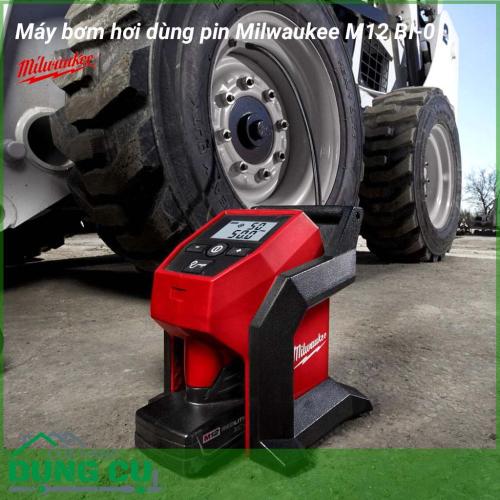 Máy bơm hơi dùng pin Milwaukee M12 BI-0 thiết kế hiện đại cho tính linh hoạt cao cho phép mang theo dễ dàng ở bất cứ đâu, động cơ hiệu quả cao cung cấp một áp suất mạnh mẽ giúp bơm lốp trong thời gian ngắn.