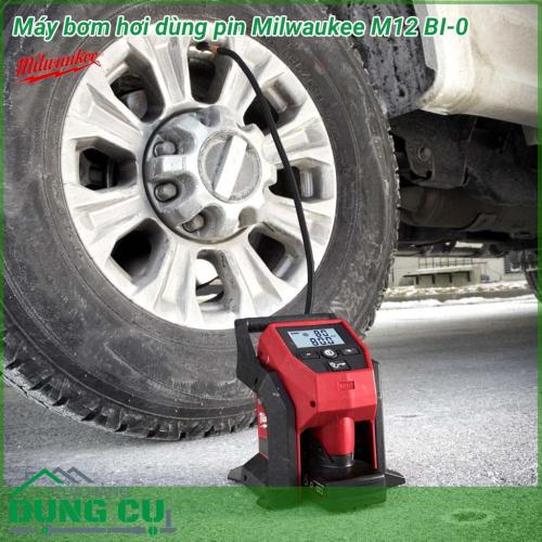 Máy bơm hơi dùng pin Milwaukee M12 BI-0 thiết kế hiện đại cho tính linh hoạt cao cho phép mang theo dễ dàng ở bất cứ đâu, động cơ hiệu quả cao cung cấp một áp suất mạnh mẽ giúp bơm lốp trong thời gian ngắn.