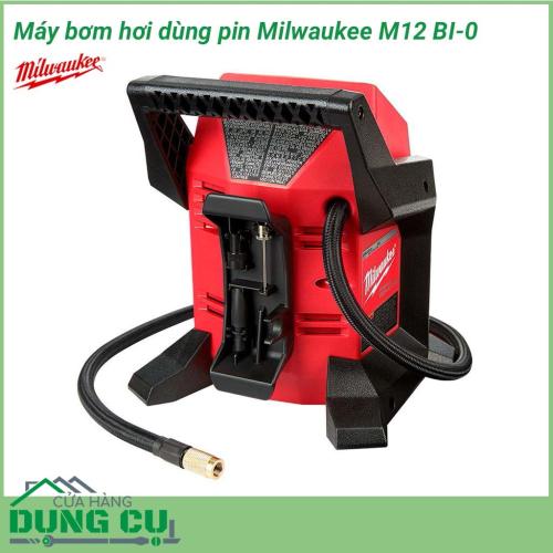 Máy bơm hơi dùng pin Milwaukee M12 BI-0 thiết kế hiện đại cho tính linh hoạt cao cho phép mang theo dễ dàng ở bất cứ đâu, động cơ hiệu quả cao cung cấp một áp suất mạnh mẽ giúp bơm lốp trong thời gian ngắn.