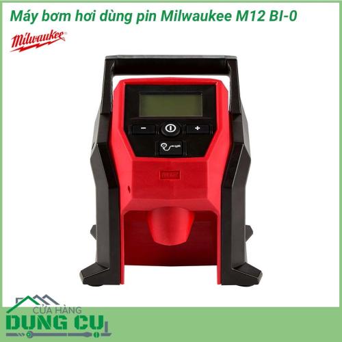 Máy bơm hơi dùng pin Milwaukee M12 BI-0 thiết kế hiện đại cho tính linh hoạt cao cho phép mang theo dễ dàng ở bất cứ đâu, động cơ hiệu quả cao cung cấp một áp suất mạnh mẽ giúp bơm lốp trong thời gian ngắn.