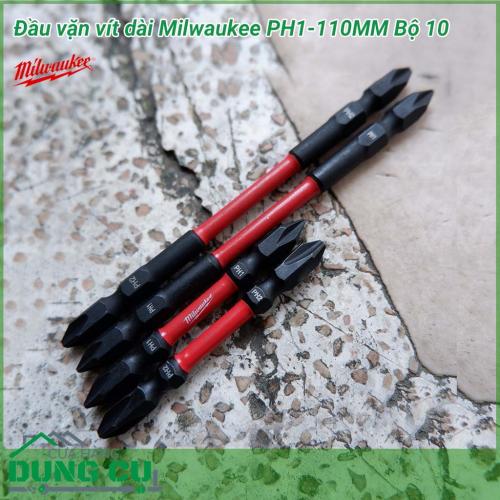 Bộ 10 mũi bắt vít dài Milwaukee PH1-110MM được làm bằng chất liệu hợp kim thép cứng cáp, không hoen gỉ hay cong vênh, mài mòn trong quá trình làm việc, cho độ bền sử dụng lâu dài theo thời gian. 