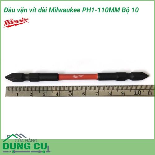 Bộ 10 mũi bắt vít dài Milwaukee PH1-110MM được làm bằng chất liệu hợp kim thép cứng cáp, không hoen gỉ hay cong vênh, mài mòn trong quá trình làm việc, cho độ bền sử dụng lâu dài theo thời gian. 