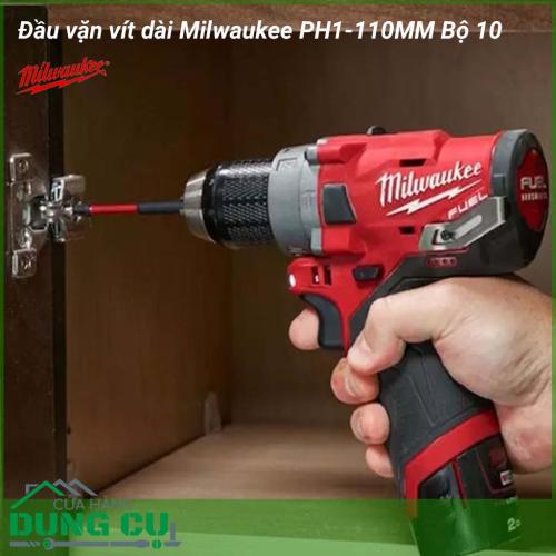 Bộ 10 mũi bắt vít dài Milwaukee PH1-110MM được làm bằng chất liệu hợp kim thép cứng cáp, không hoen gỉ hay cong vênh, mài mòn trong quá trình làm việc, cho độ bền sử dụng lâu dài theo thời gian. 