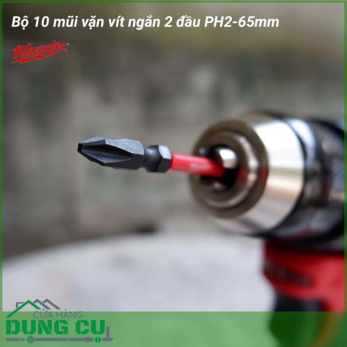 Bộ 10 mũi vặn vít ngắn 2 đầu Milwaukee PH2-65mm được làm bằng chất liệu hợp kim thép cứng cáp, không hoen gỉ hay cong vênh, mài mòn trong quá trình làm việc, cho độ bền sử dụng lâu dài theo thời gian. 