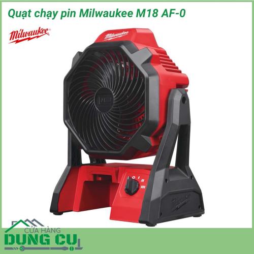 Quạt chạy pin Milwaukee M18 AF-0 một thiết bị tiện ích cho các nhu cầu lưu thông không khí trong phòng 3,6 mx 4 m một cách hiệu quả. Thiết kế nhỏ gọn với tay cầm tích hợp để tối đa hóa tính di động cho phép mang theo tới mọi nơi một cách dễ dàng nhất.