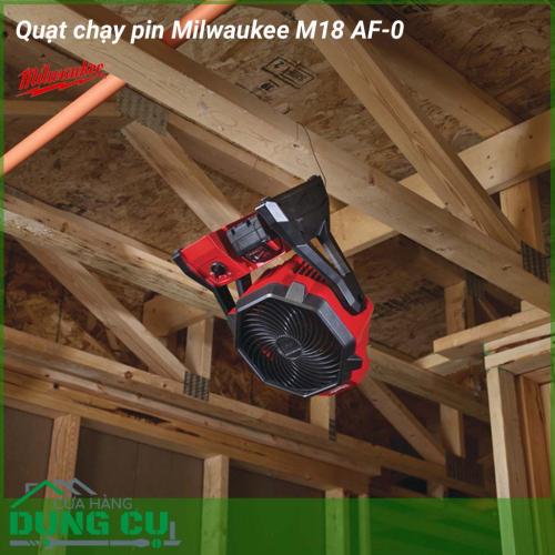 Quạt chạy pin Milwaukee M18 AF-0 một thiết bị tiện ích cho các nhu cầu lưu thông không khí trong phòng 3,6 mx 4 m một cách hiệu quả. Thiết kế nhỏ gọn với tay cầm tích hợp để tối đa hóa tính di động cho phép mang theo tới mọi nơi một cách dễ dàng nhất.