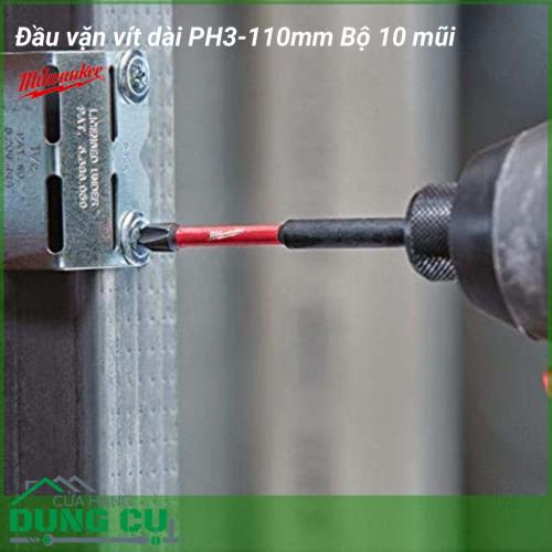 Đầu bắt vít dài 110mm PH3 Milwaukee Bộ 10 được làm bằng chất liệu hợp kim thép cứng cáp, không hoen gỉ hay cong vênh, mài mòn trong quá trình làm việc, cho độ bền sử dụng lâu dài theo thời gian.