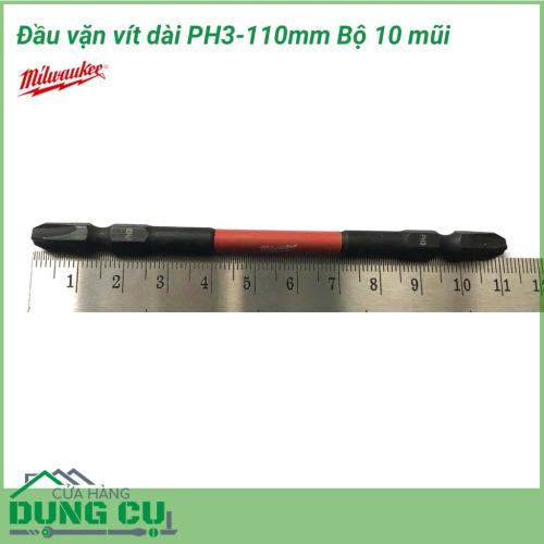 Đầu bắt vít dài 110mm PH3 Milwaukee Bộ 10 được làm bằng chất liệu hợp kim thép cứng cáp, không hoen gỉ hay cong vênh, mài mòn trong quá trình làm việc, cho độ bền sử dụng lâu dài theo thời gian.