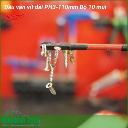 Đầu bắt vít dài 110mm PH3 Milwaukee Bộ 10 được làm bằng chất liệu hợp kim thép cứng cáp, không hoen gỉ hay cong vênh, mài mòn trong quá trình làm việc, cho độ bền sử dụng lâu dài theo thời gian.