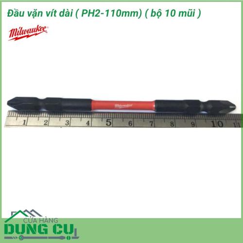 Đầu vặn vít dài Milwaukee PH2-110mm Bộ 10 mũi được làm bằng chất liệu hợp kim thép cứng cáp, không hoen gỉ hay cong vênh, mài mòn trong quá trình làm việc, cho độ bền sử dụng lâu dài theo thời gian