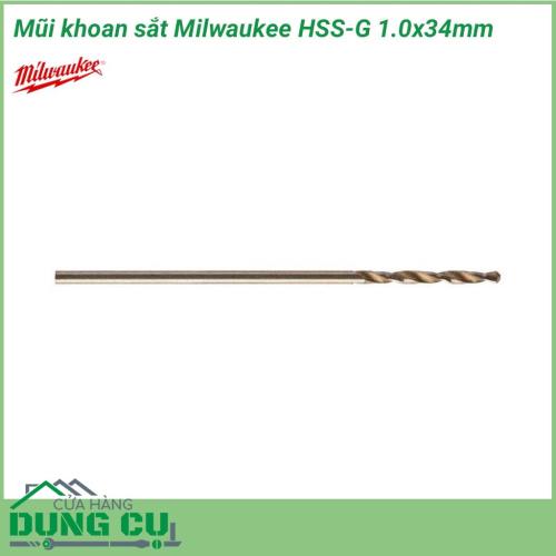 Mũi khoan sắt Milwaukee HSS-G 1.0x34mm được làm bằng chất liệu hợp kim thép cứng cáp, không hoen gỉ hay cong vênh, mài mòn trong quá trình làm việc, cho độ bền sử dụng lâu dài theo thời gian.