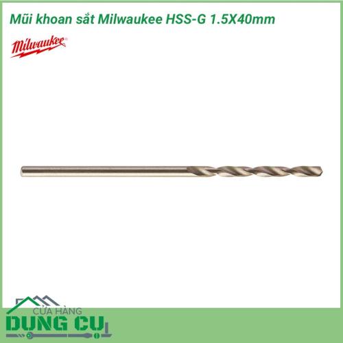 Mũi khoan sắt Milwaukee HSS-G 1.5X40mm được làm bằng chất liệu hợp kim thép cứng cáp, không hoen gỉ hay cong vênh, mài mòn trong quá trình làm việc, cho độ bền sử dụng lâu dài theo thời gian.