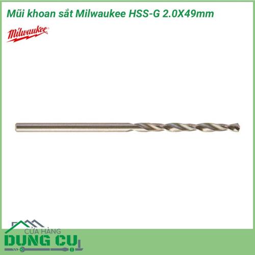 Mũi khoan sắt Milwaukee HSS-G 2.0X49mm được làm bằng chất liệu hợp kim thép cứng cáp, không hoen gỉ hay cong vênh, mài mòn trong quá trình làm việc, cho độ bền sử dụng lâu dài theo thời gian.