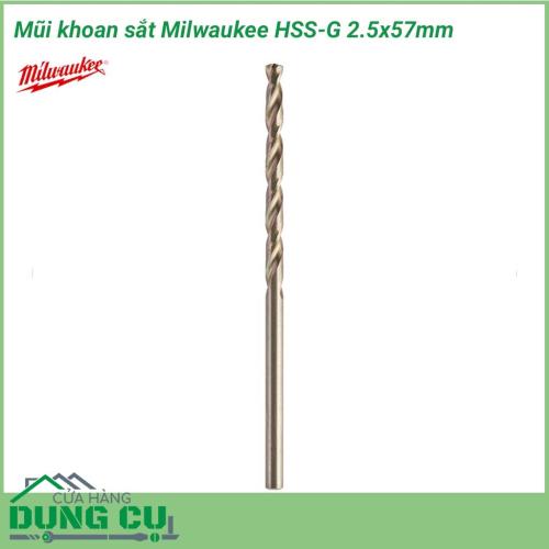 Mũi khoan sắt Milwaukee HSS-G 2.5x57mm được làm bằng chất liệu hợp kim thép cứng cáp, không hoen gỉ hay cong vênh, mài mòn trong quá trình làm việc, cho độ bền sử dụng lâu dài theo thời gian.