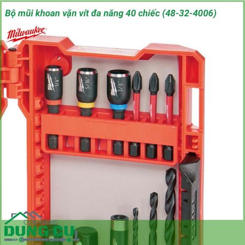 Bộ mũi khoan vặn vít đa năng Milwaukee 40 chiếc (48-32-4006) được các kỹ sư Milwaukee tự tin đánh giá là bộ mũi khoan vặn vít Bền và Vừa khớp nhất trên thị trường hiện nay.