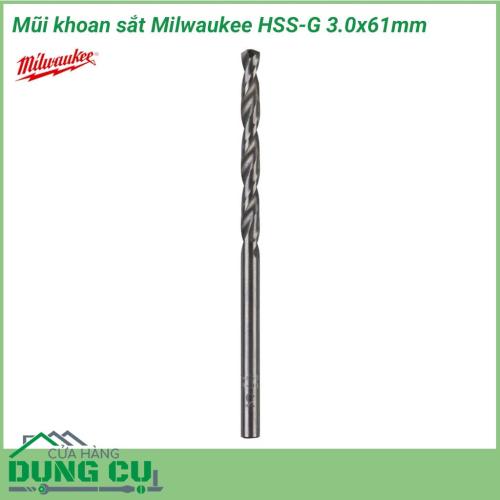 Mũi khoan sắt Milwaukee HSS-G 3.0x61mm được làm bằng chất liệu hợp kim thép cứng cáp, không hoen gỉ hay cong vênh, mài mòn trong quá trình làm việc, cho độ bền sử dụng lâu dài theo thời gian.