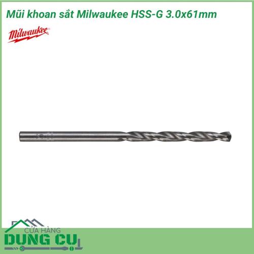 Mũi khoan sắt Milwaukee HSS-G 3.0x61mm được làm bằng chất liệu hợp kim thép cứng cáp, không hoen gỉ hay cong vênh, mài mòn trong quá trình làm việc, cho độ bền sử dụng lâu dài theo thời gian.